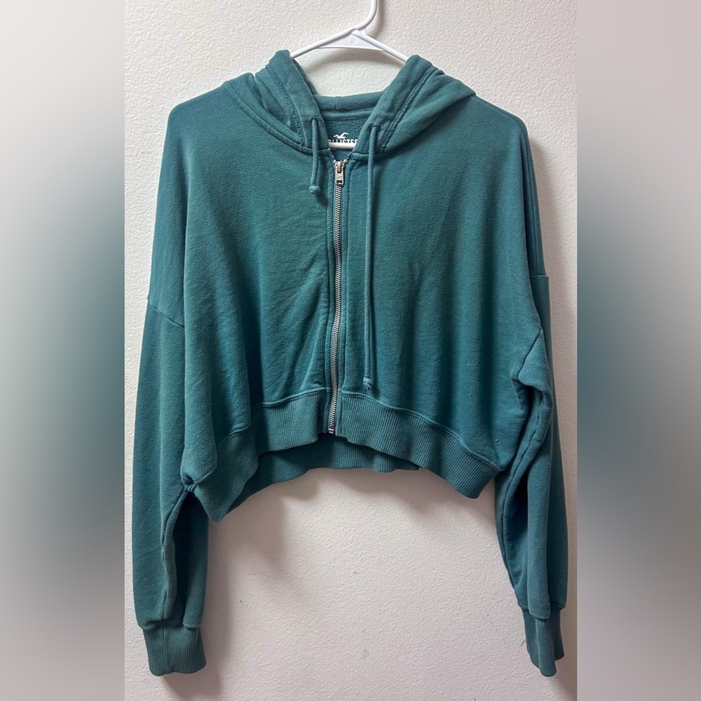 Dark Green Cropped Zip-up